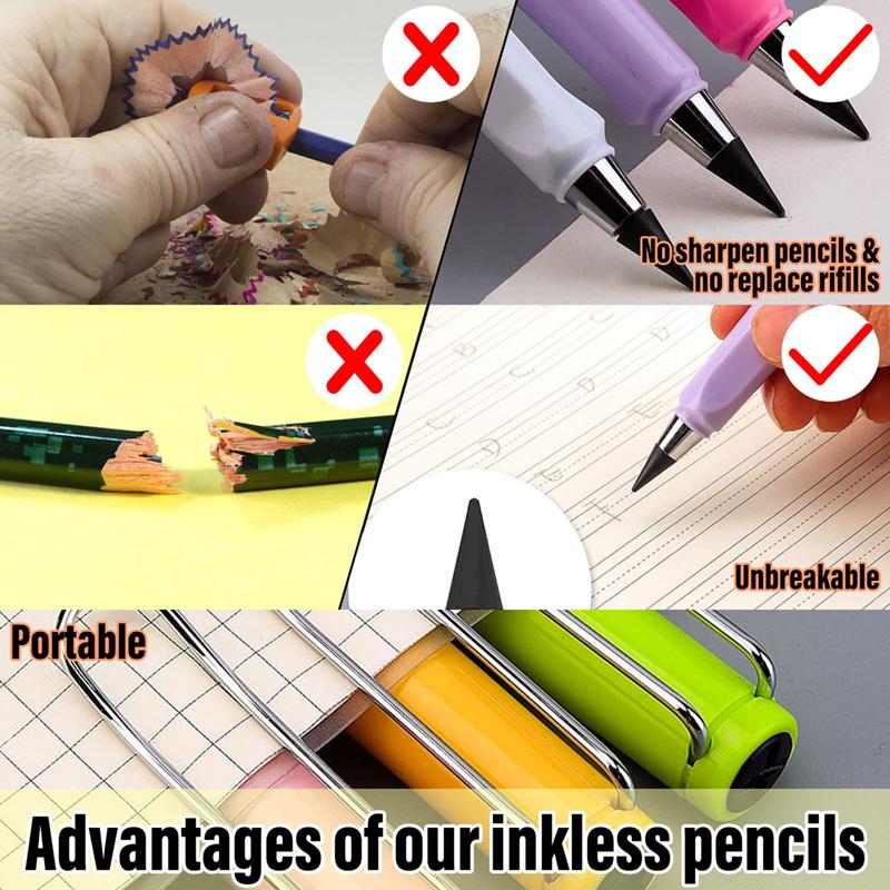 Endless Eternal Pencil with Free Eraser No Need Sharpening for Smooth Writing Drawing School Office Stationery Accessories