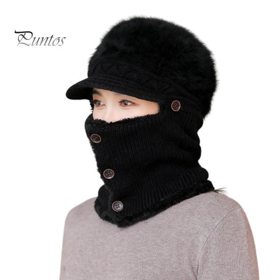 

Женская зимняя шапка со встроенным шарфом, толстая, теплая, ветрозащитная, для езды на велосипеде, с застежкой на пуговицы, растягивающаяся, полная защита для путешествий на открытом воздухе, для холода чёрный
