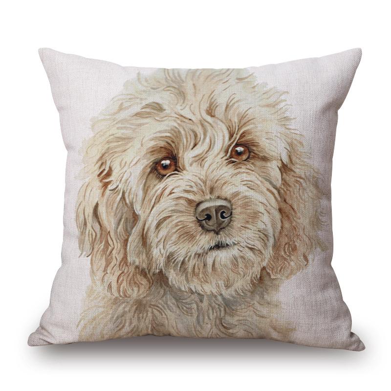 Hand Painting Animals Cushion Covers Bulldog Bull Terrier Labradoodle Dog Cat Print Decorative Pillow Case