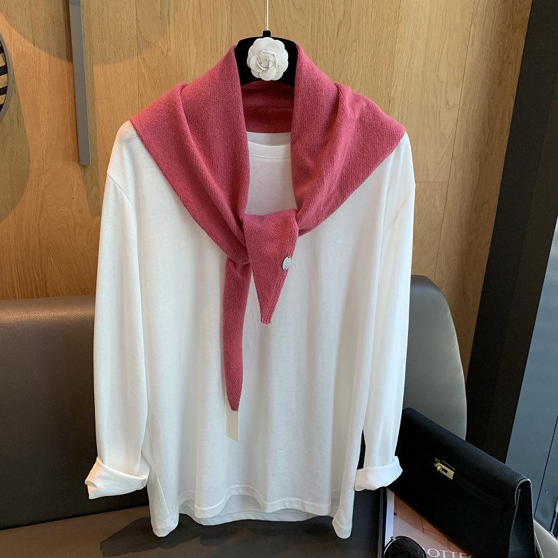100% Wool Korean Style Winter Fashion Warm Knitted Triangular Hijab Scarf Women Headscarf Shawl Multi-functional Neckerchief