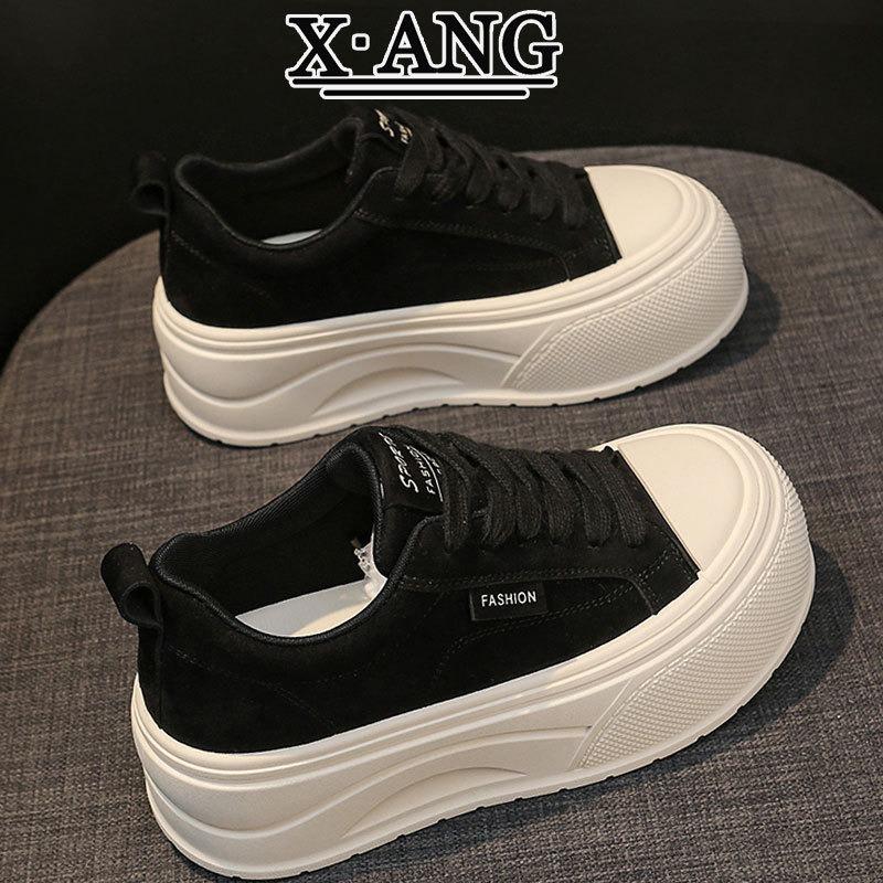 Leather Board Shoes Women's Thick-soled Heightening Little White Shoes New Autumn Shoes Women's Muffin Shoes Casual Sports Shoes