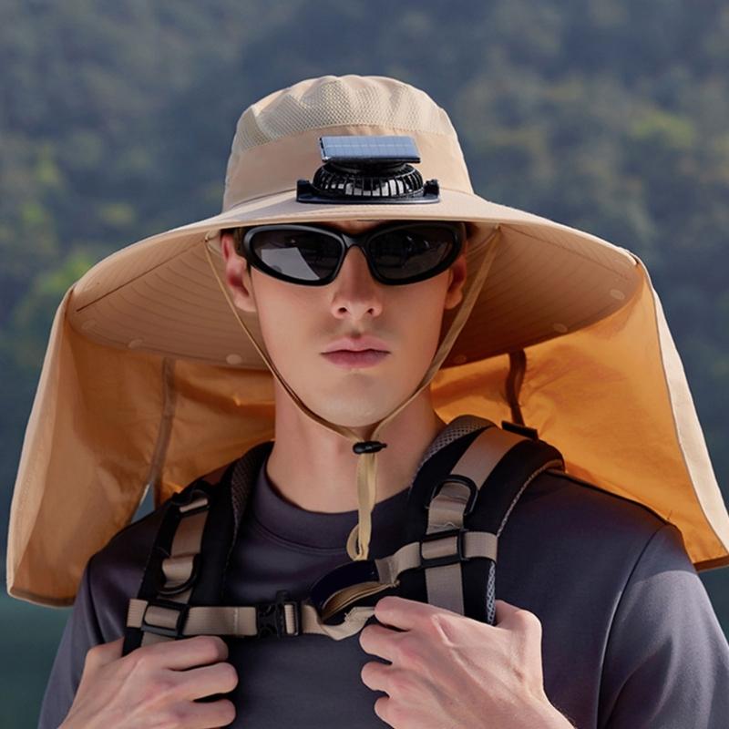 Rechargeable Outdoor Hat Built In Fan Solar Charging Lightweight Breathable Sun Protection For Men Women