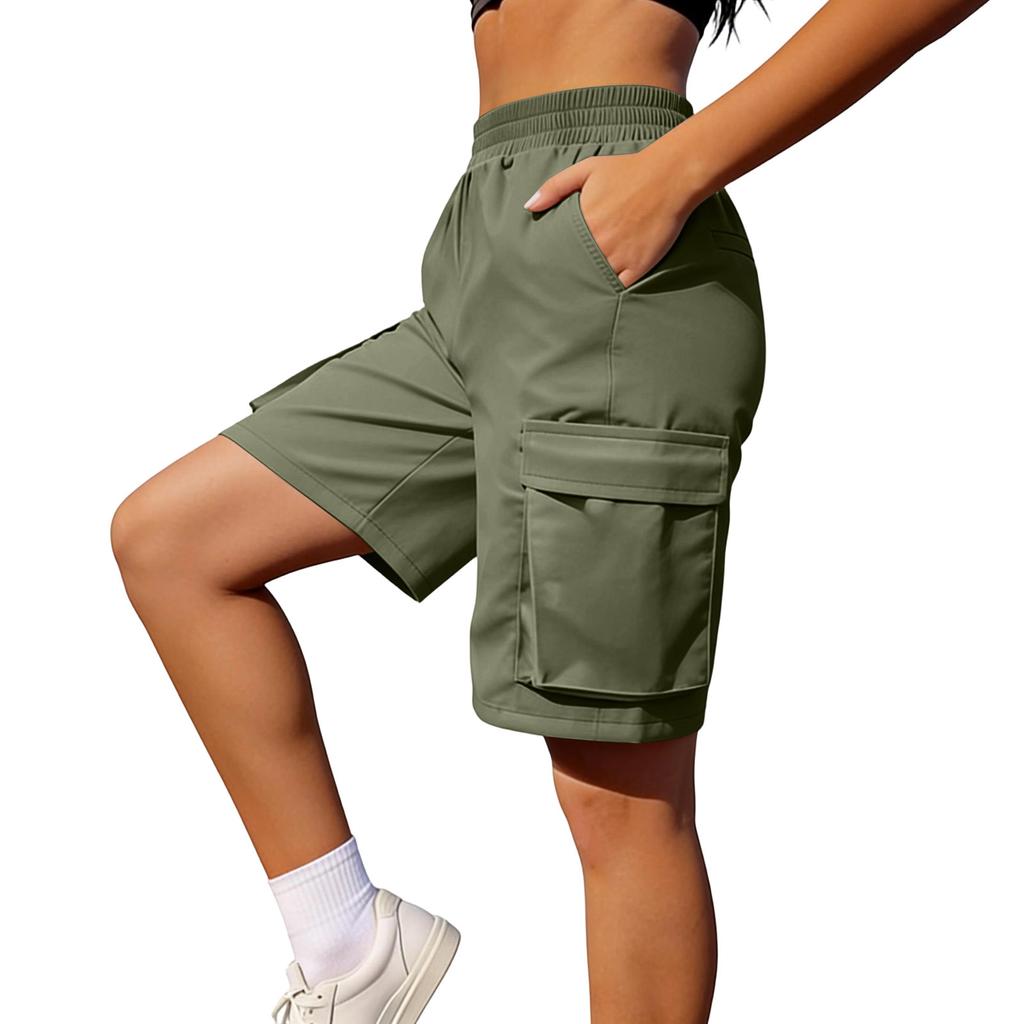 Women's Casual Loose Color Pants Pocket Utility Shorts