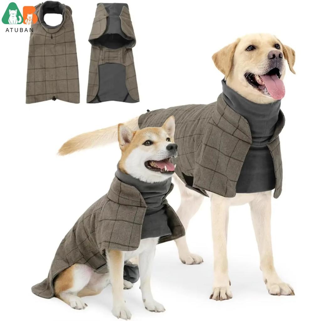 Warmer Hundemantel, englisches Plaid, Hundefleeceweste, Windbreaker-Jacke, Winterkleidung mit Traktionsösen, für alle Hundetypen geeignet