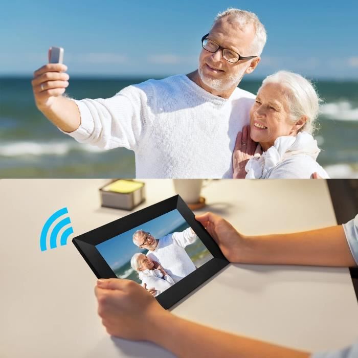 Cadre Photo Numérique de 8 Pouces avec Écran Tactile IPS HD,32 Go de Stockage pour Partager des Photos ou des Vidéos n'importe où