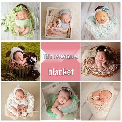 Multi-Color Striped Baby Photography Blanket, Thick Yarn Square for Infant Photos