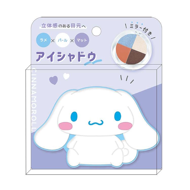 Компактные тени для век Crux Cinnamoroll, 4 цвета, с зеркалом (Блестящий, Жемчужный, Матовый) 252474