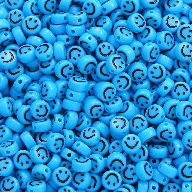 Smiley Face Acrylic Beads, 7mm Round for DIY Kids' Jewelry & Bracelets