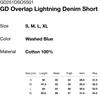 Disisneverthat Gd Overlap Lightning Denim Short Washed Blue