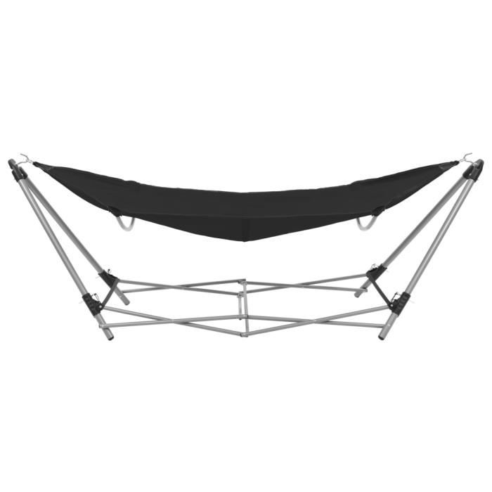 VidaXL Hamac avec support pliable Noir