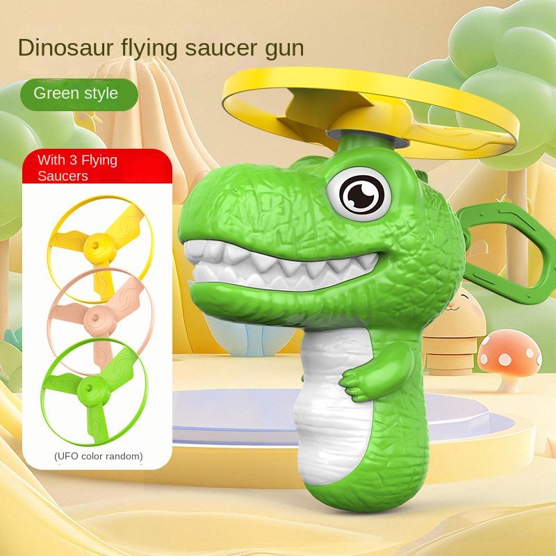 Non-Toxic Childrens Dinosaur Bamboo Dragonfly Toy Hand Pulled Flying Disc Frisbee Spinning Flying Parent Child Outdoor Interaction Toy