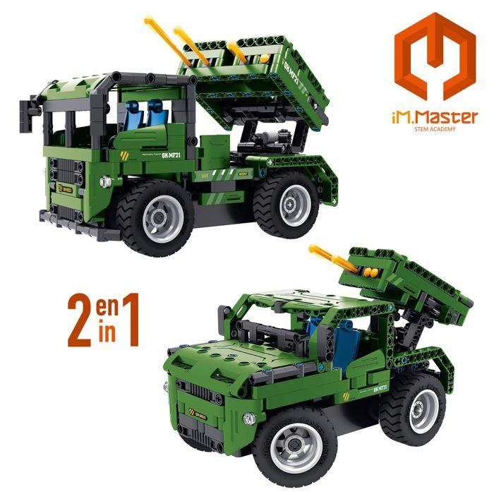 Jeu de construction voiture radiocommandée - COLORBABY - Camion militaire - 364 pièces - 2 en 1 - Vert foncé