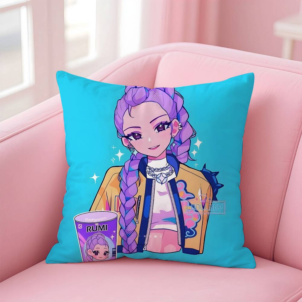 KPopS D-Dämonenjäger Kissenbezug Muster Bedruckter Kissenbezug für Wohnzimmer Sofa Kissenbezug & Schlafzimmerdeko