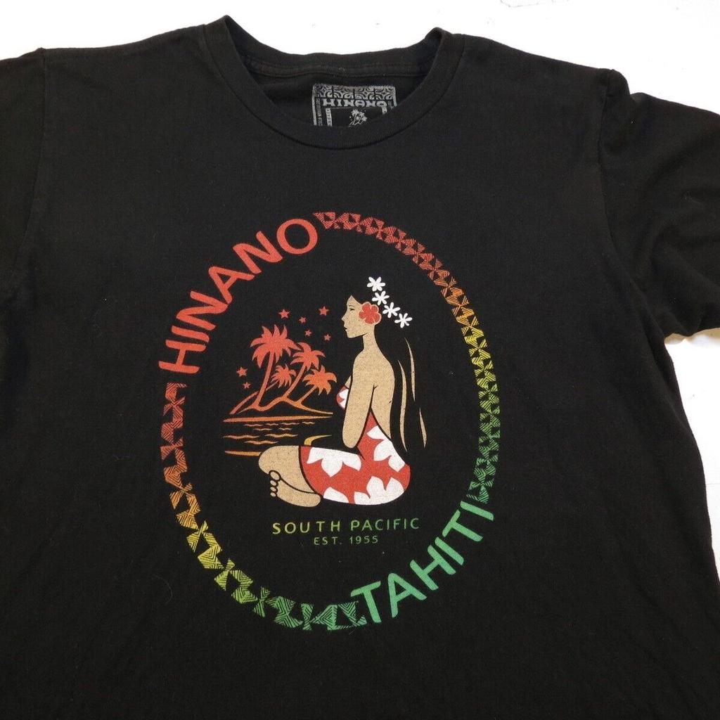 HINANO TAHITI SOUTH PACIFIC HAWAII HAWAIIAN SURF TEE T SHIRT Mens S Black Long or Short Sleeves