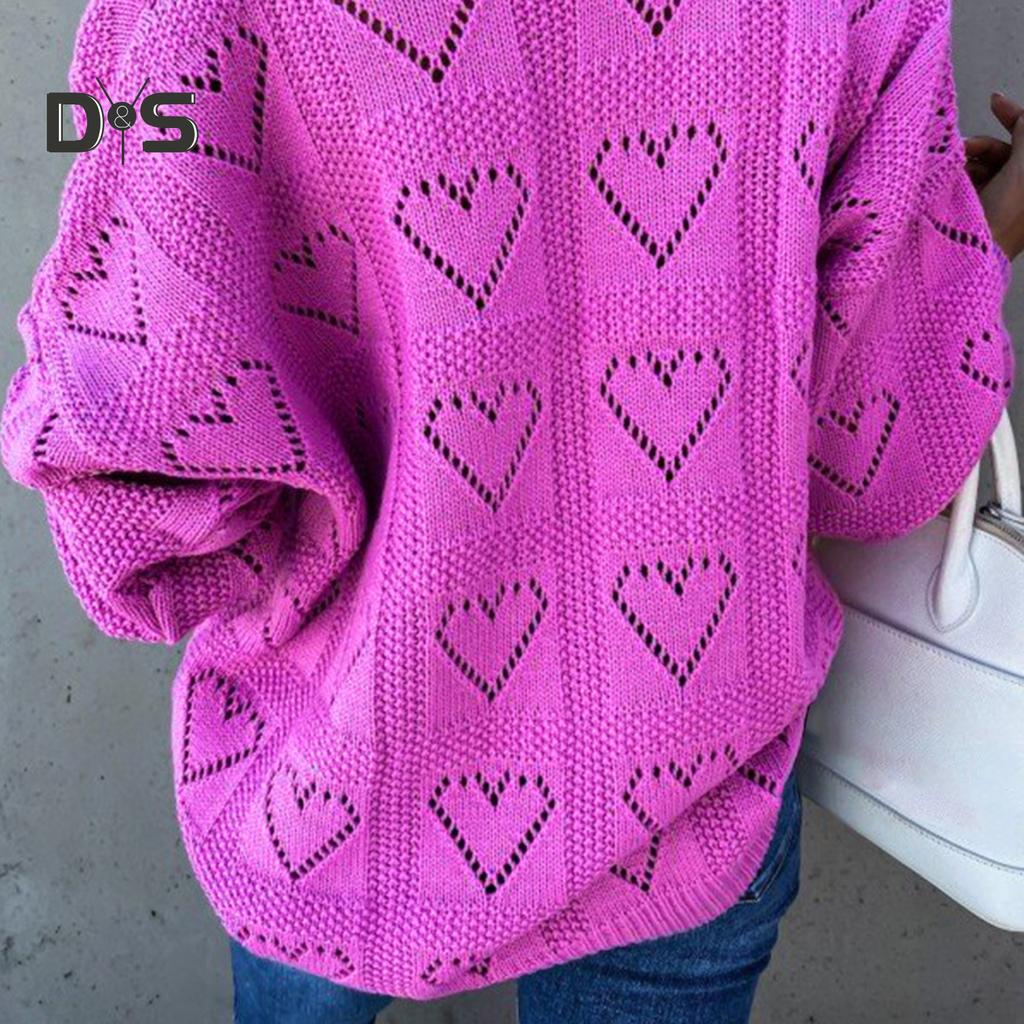 Diva Mujeres Otoño Invierno Amor Corazón Hollow Crochet Suéter Loose  Knitwear Jumper comprar a buen precio — entrega gratuita, reseñas reales  con fotos — Joom
