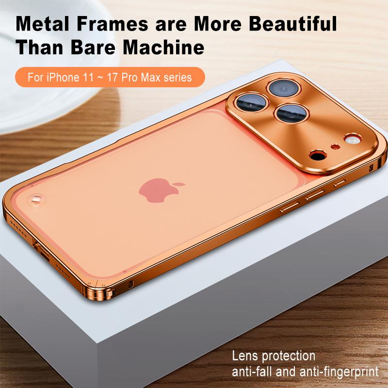 Metallramme Telefondeksel For iPhone 17 11 12 13 14 15 16 Pro Max Aluminiumslegering Full Linse Beskyttelsesdeksel For iPhone 13 mini Plating Metall Bakdeksel