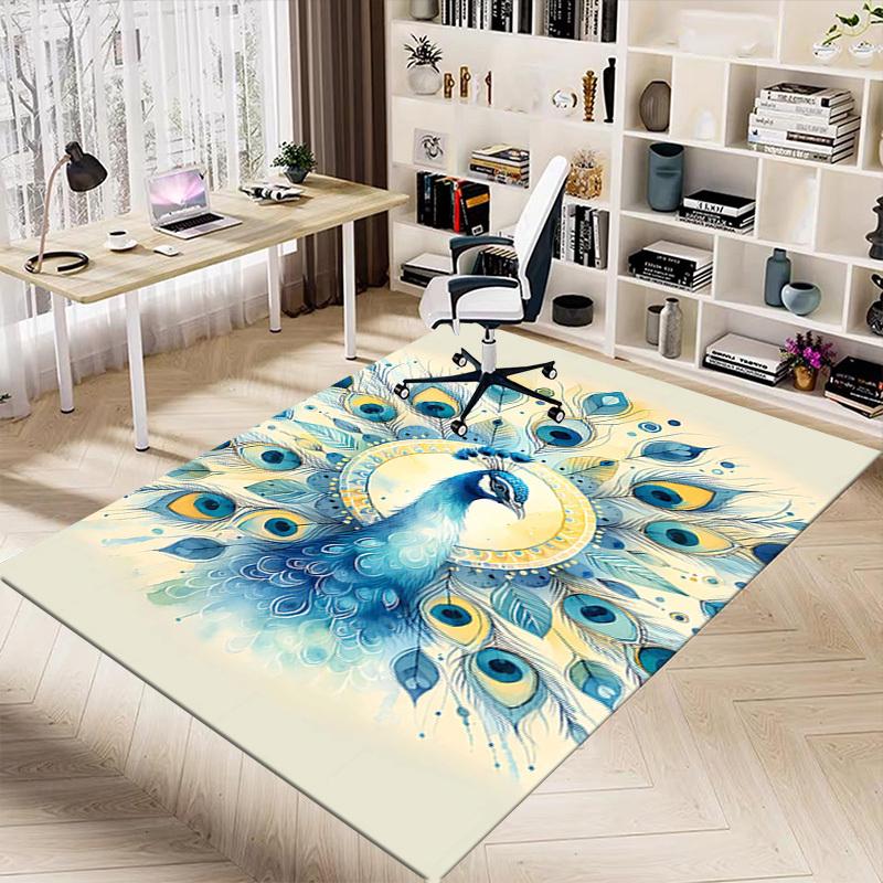 1PC Peacock Feathers Extra Large Non Slip Floor carpet, Office, family, Studio   Large Area Rug Indoor Rugs, Bold Statement Piece