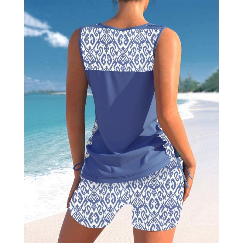 Damski strój kąpielowy dwuczęściowy z rozcięciem, strój kąpielowy z wysokim stanem