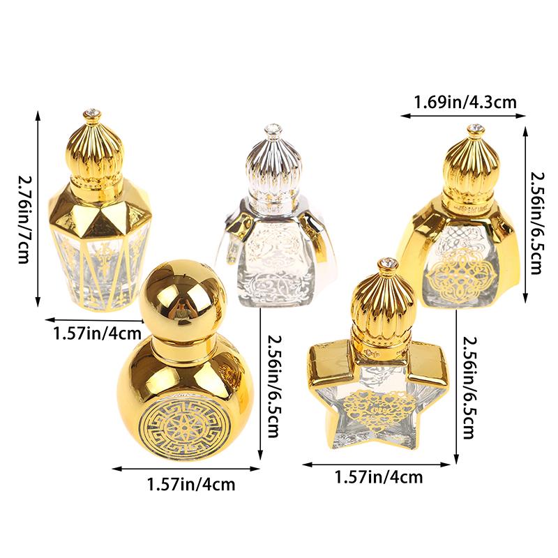Mini Essential Oil Roller Bottle Crown Shape Perfume Bottling Portable Transparent Travel Electroplated Carve Glass Empty Bottle