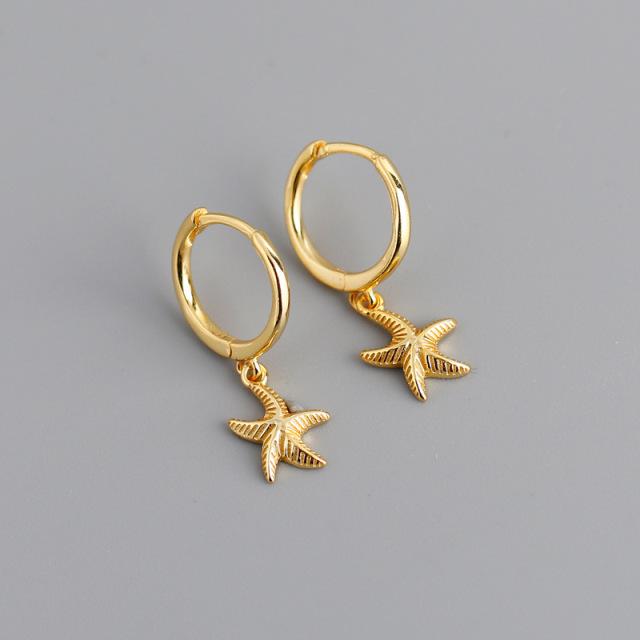Korean Jewelley Women Sterling Silver Tone Starfish Bead Stud Earrings Gathering Gathering Nuptial Wedding Occasion Pendientes Eh714Trendy Stud