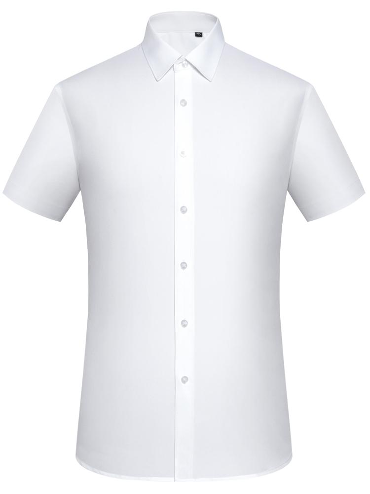 

Мужская однотонная классическая рубашка, повседневная рубашка с дышащими лацканами из бамбукового волокна на пуговицах с коротким рукавом для деловой деятельности 39 белый