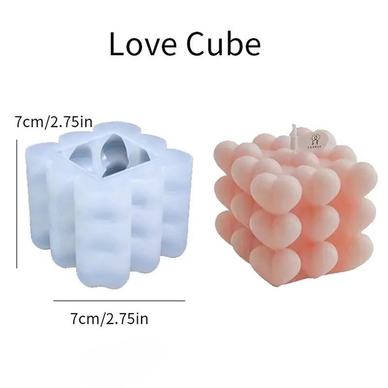 

1/2/4PCS Valentines Day Heart Silicone Candle Mold Cube Design for DIY Scented Wax Resin Plaster Mousse Baking Decoration Craft
