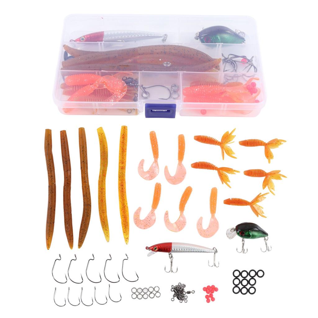 67PCS Fishing Lures Kit Bait Tackle Kit with Hard and Soft Bait Jigs Fishing Hooks for Freshwater and Saltwater