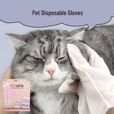 Guantes de Baño sin Enjuague para Mascotas Gatos y Perros - Toallitas de Limpieza en Seco