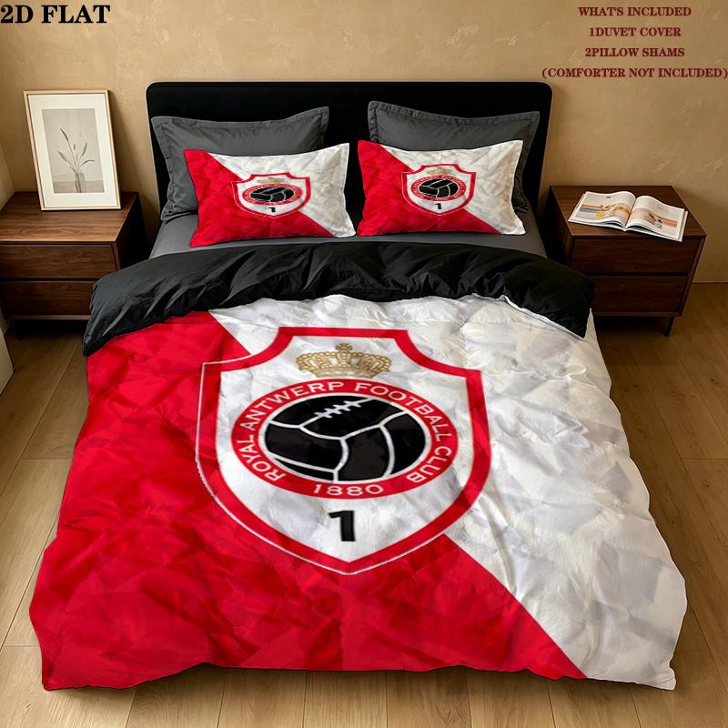 Royal Antwerp Fc Pattern Bedding uilt Set uilt Cover Pillowcase Home Decoration Birthday Gift (1 * duvet cover + 2 * pillowcase without core)