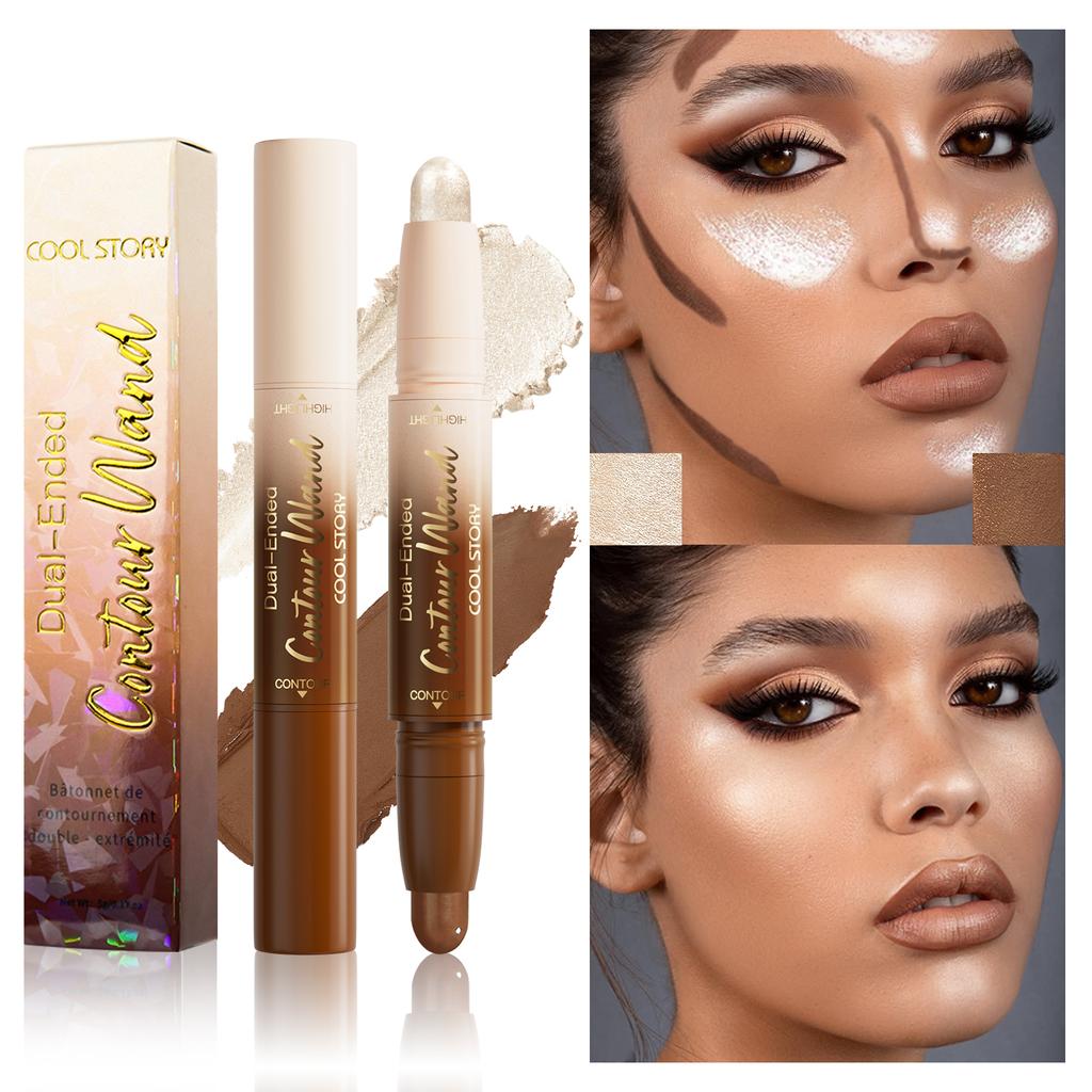 Double-head Highlight Shadow Stick Face Bronzer Contouring Pen Foundation Cream Concealer Makeup Base Beauty Women's Cosmetics