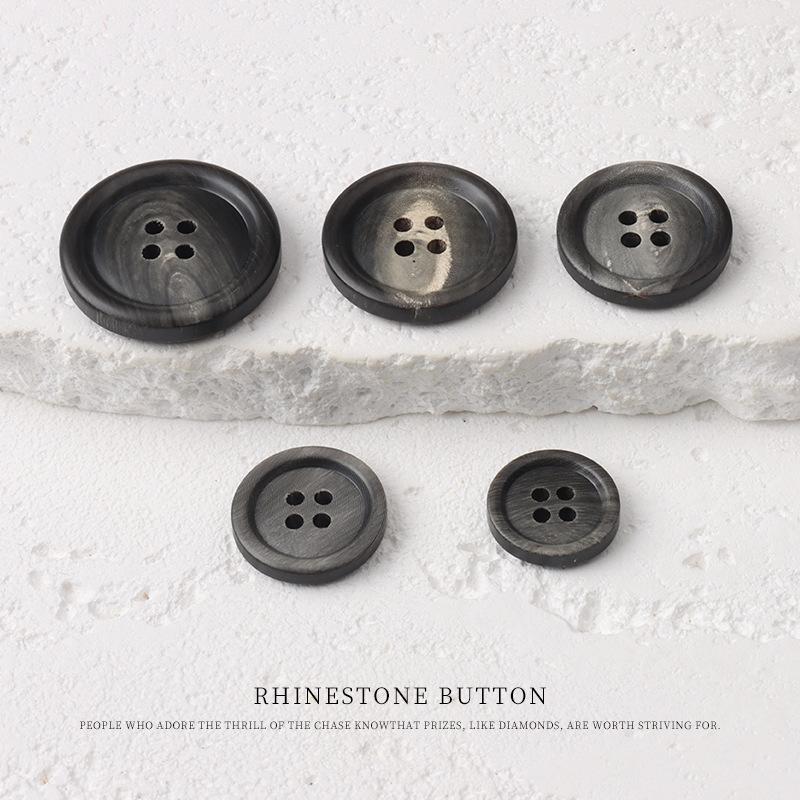 5pcs Round Edge Horn Laser Gray White Buttons High-End Coat Trench Coat Four-Eye Buttons Formal Suit Jacket Buttons