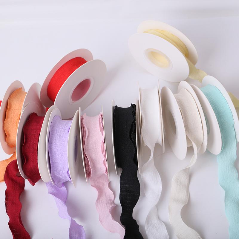 2.5cm Bubble Pleated Ribbon Flower Bouquet & Gift Box Decoration Fishtail Gauze DIY Packaging Ribbon
