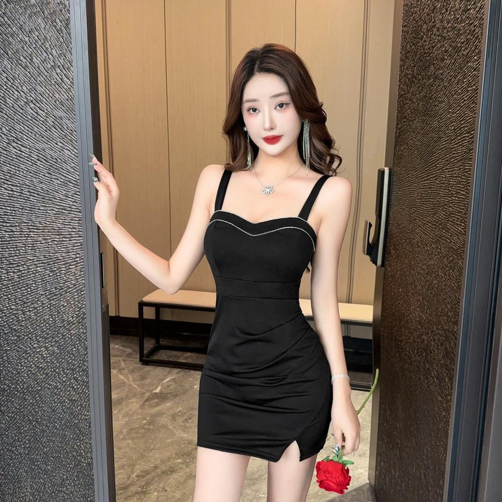 Nightclub club overalls sexy low cut showing body pure desire bead suspender dress women