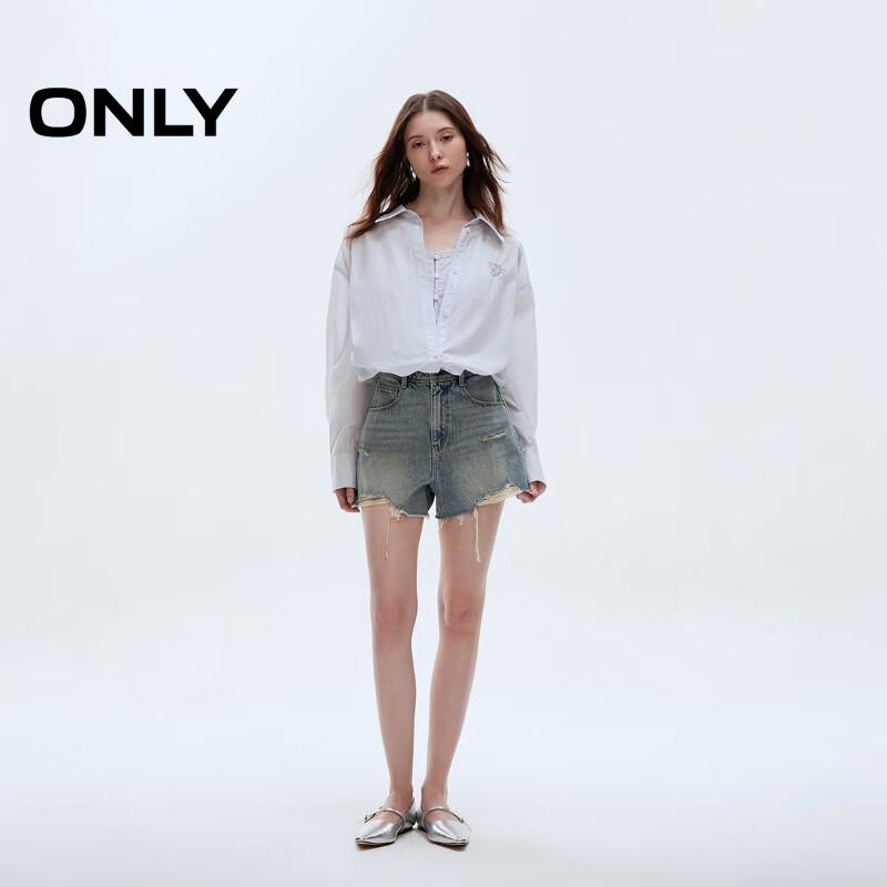 ONLY Women s Faux Two-Piece Drop Shoulder Shirt S