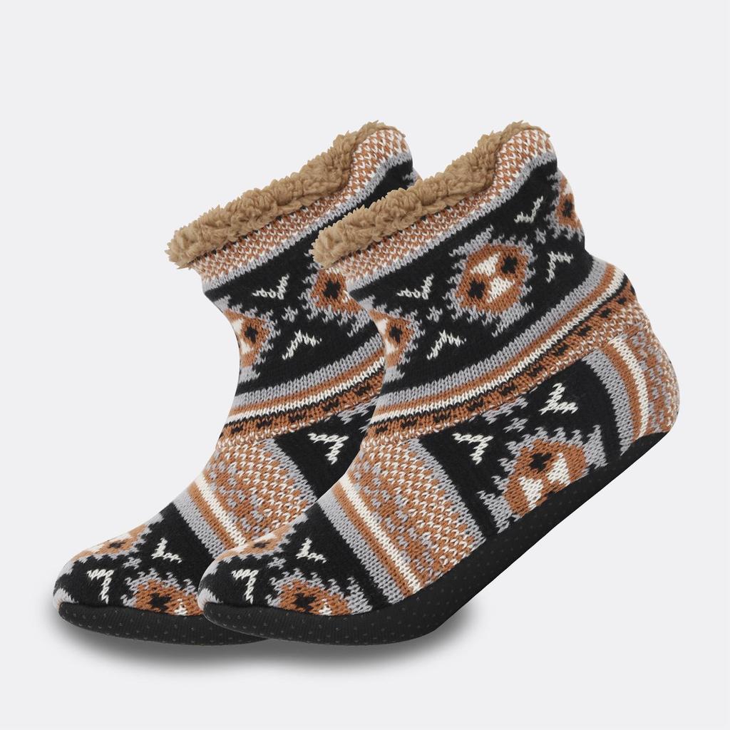 Men's Non-Slip Fleece-Lined Warm Socks - Mid-Calf, Indoor Winter Floor Footwear