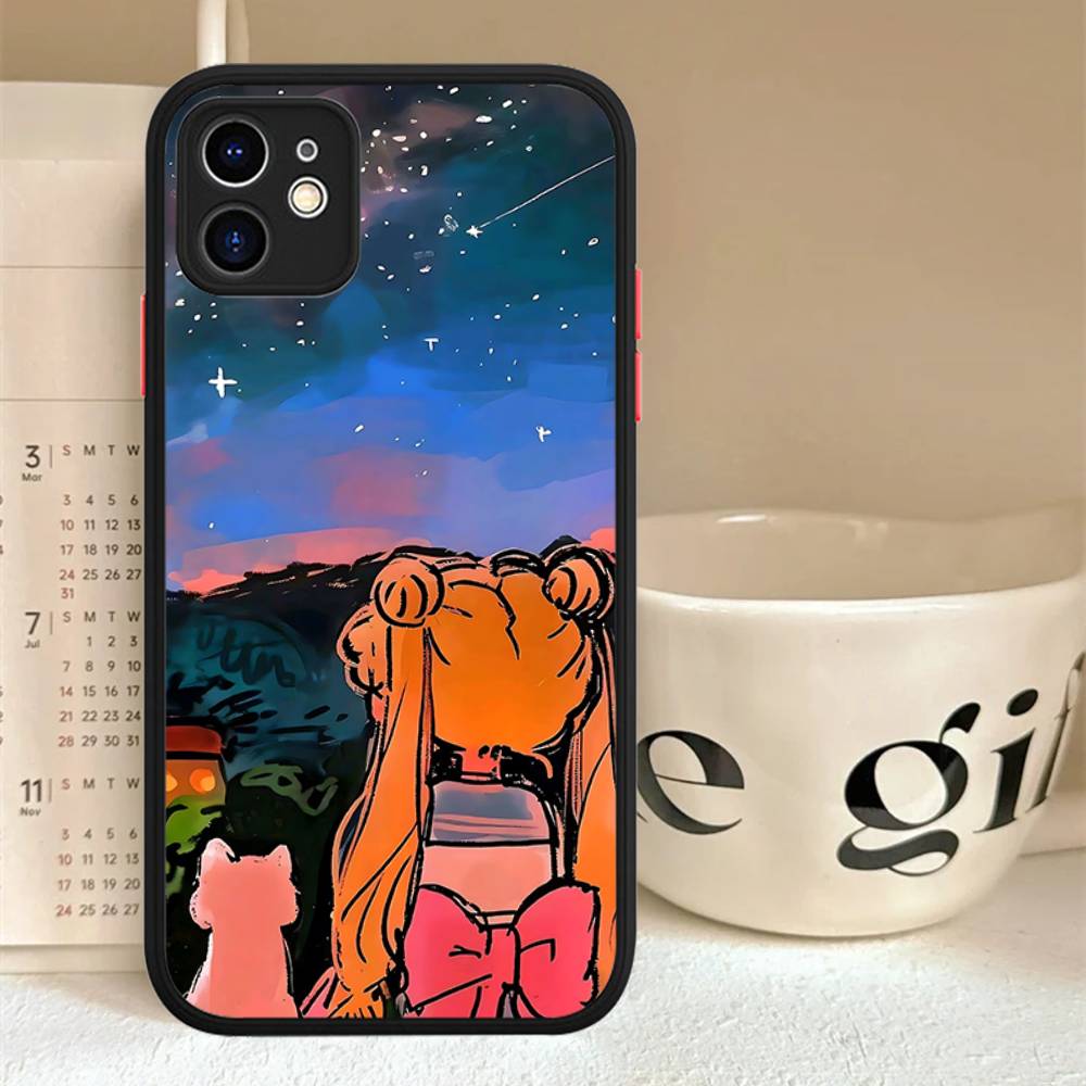 Popular Anime Girl S-Sailor Moon For iPhone 15 16 Pro Max 11 12 13 14 XS XR X Plus 16E Matte Translucent Phone Cover