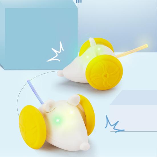Interactive Cat Toys for Indoor Cats Electric Automatic Mouse Toy with Light-up Tail Cat Chasing Toy with Remote Control
