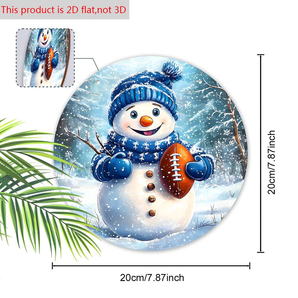 Cute Winter Wonderland Wooden Christmas Sign with Adorable Snowman Rugby Pattern, Ideal for Front Door Wall Hanging Decor, Ideal Christmas Gift