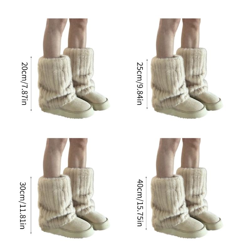 Flauschige Kunstpelz Beinwärmer Pelz Fersen Lange Stiefel Manschetten Abdeckung Hat Elastisch Ein Paar Karneval Stiefelabdeckung Y2K JK Uniform