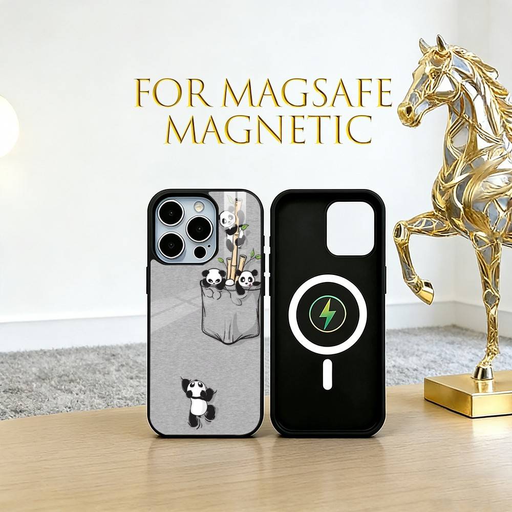 panda Phone Case For iPhone17,16,15,14,13,12,11 Plus,Pro Magnetic with Magsafe Wireless Charging