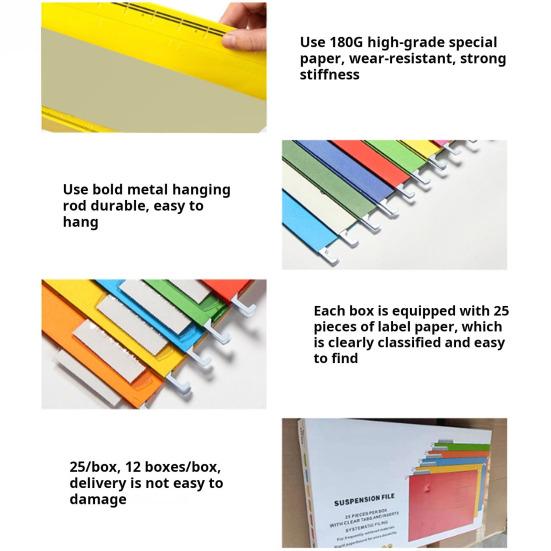 20Pcs Hanging File Folders Document with File Tabs Easy Identification Organizer Clip Board Assorted
