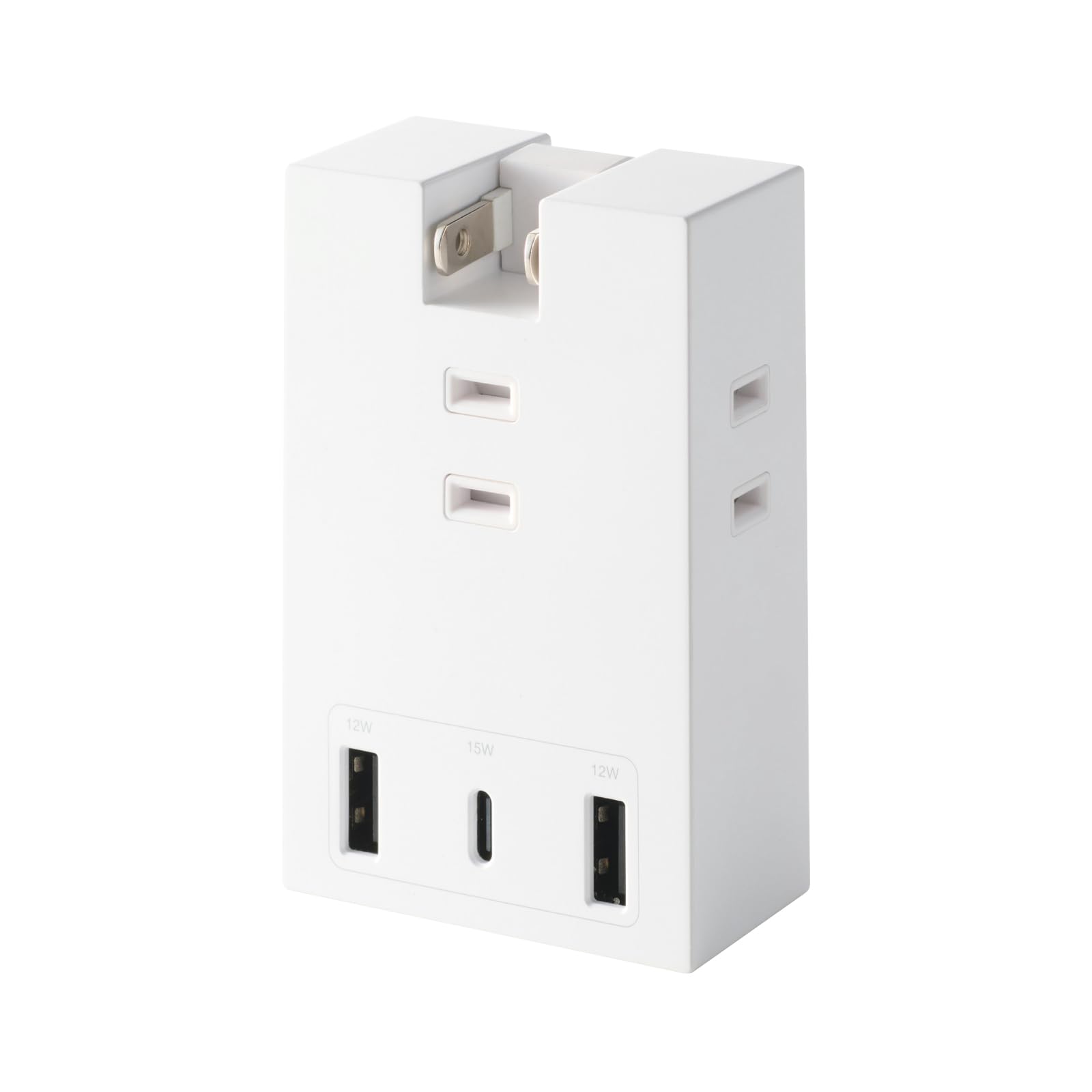 

ELECOM Power Strip, USB Outlet, 15W, 3 AC Outlets, 2 USB-A Outlets, 1 USB-C Outlet, Direct Insertion, 180-Degree Swing Plug, Lightning Guard, Dust Pro