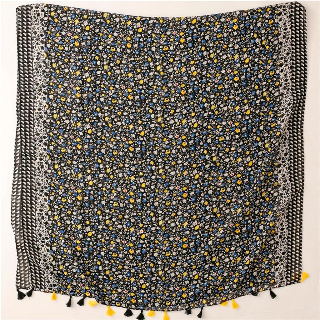 Fashion Print Windproof Tassels Shawls The Four Seasons Beach Towel, Female New Style Warm Bandanna 180 * 85cm Muslim Headscarf,