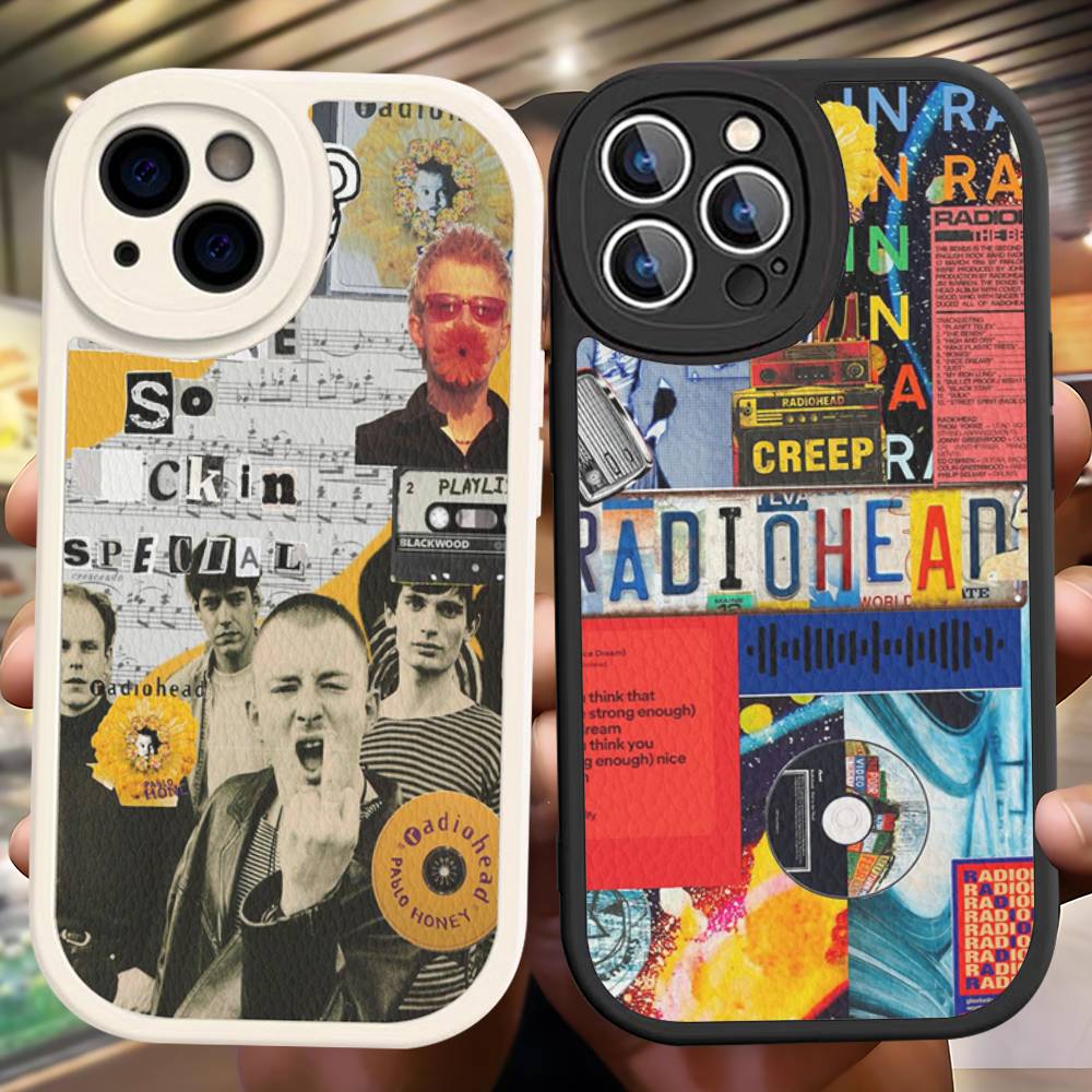 Vintage Mode Design Radiohead Handyhülle Für IPhone 11 12 13 14 15 16 Pro Max Mini Plus Weiche Lederhülle