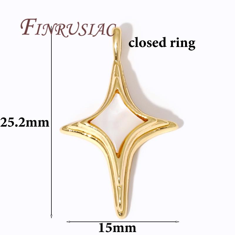 Fashion Star Charms For Necklace 18K Real Gold Plated Brass With Shell Pendants For Jewelry Making DIY Earring Accessories
