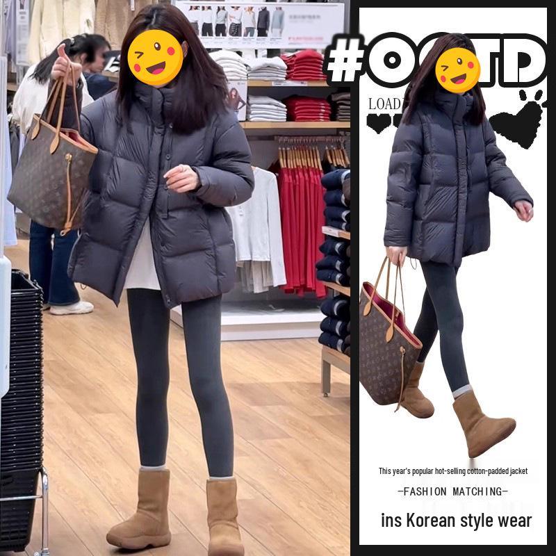 Winter 2025 Women s Korean Loose Fit Cotton Jacket - Simple, Warm, Solid Color Outerwear 3XL (for 145-160 jin)
