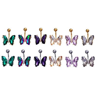 1pcs Stainless Steel Butterfly Belly Button Ring Navel Piercing Ring For Women Girls Sexy Belly Piercing Ring Body Jewelry
