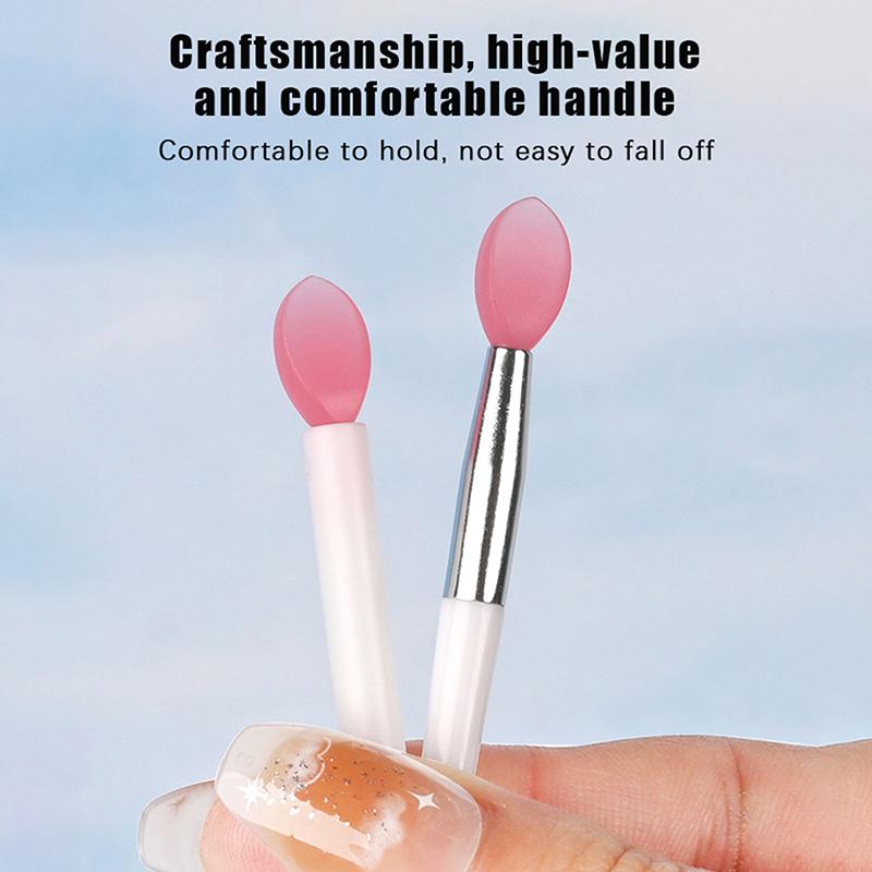 5Pcs Mini Silicone Sequins Apply Soft Head Eye Shadow Color Glaze Lip Film Portable Mini Lipstick Brush