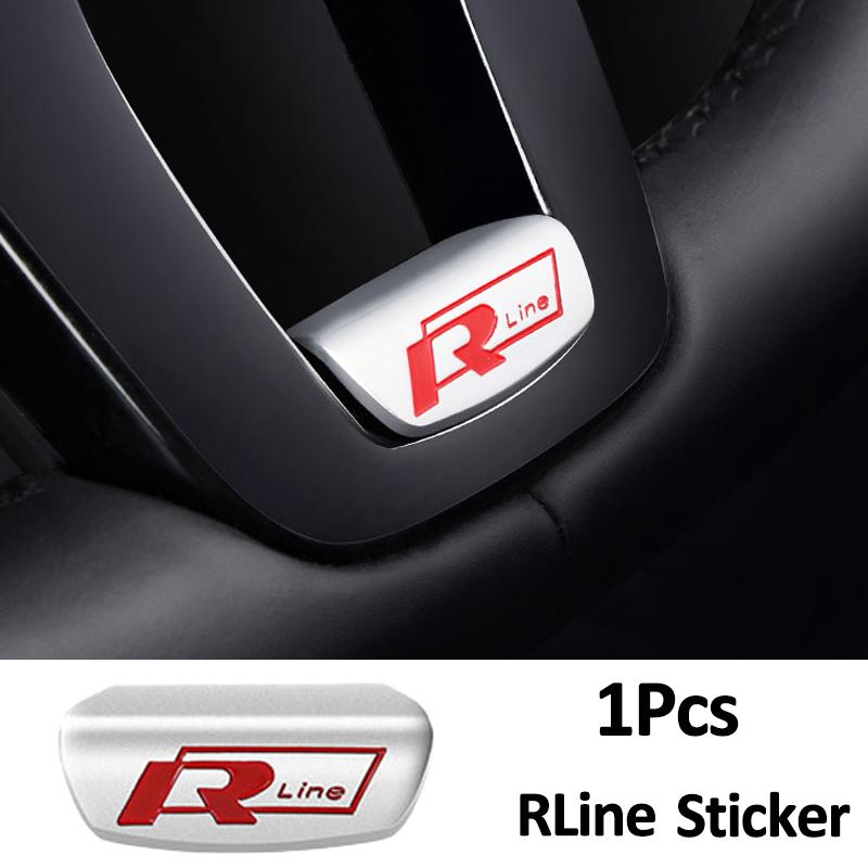 VW Valve Stems Caps 3D Metal Car Steering Wheel Emblem Stickers Decorative Cover For Volkswagen VW RLine R GTI Golf Amarok T5 Phaet EQ1