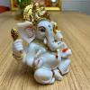 Handmade Marble Dust Lord Ganesha 4.5 Inch for Diwali God Idol Art Figurine for Home Car Dashboard Ganpati Ganesh Murti Temple Pooja Decorative